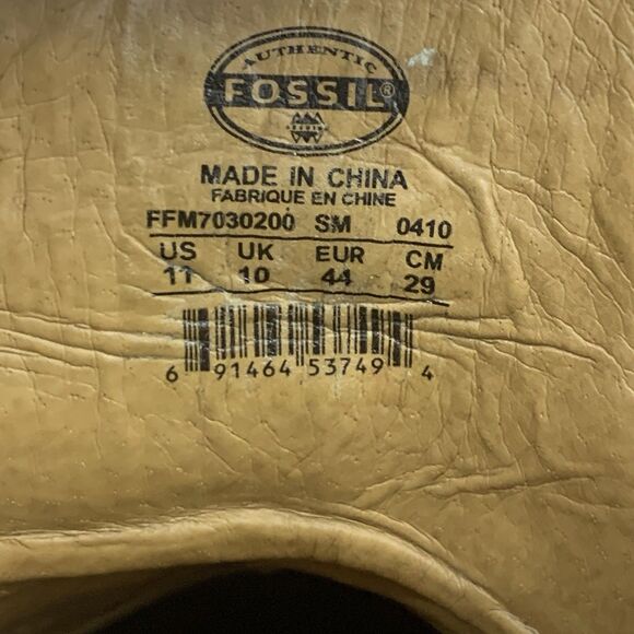 Fossil Pebbled Brown Leather Ankle Lace Up Boots Men Size 11M - Picture 11 of 16